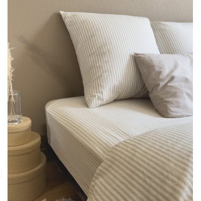 Drap housse adulte Percale de Coton Bio RAYÉ KADOLIS