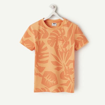 Leaf Print Cotton T-Shirt with Short Sleeves TAPE A L'OEIL