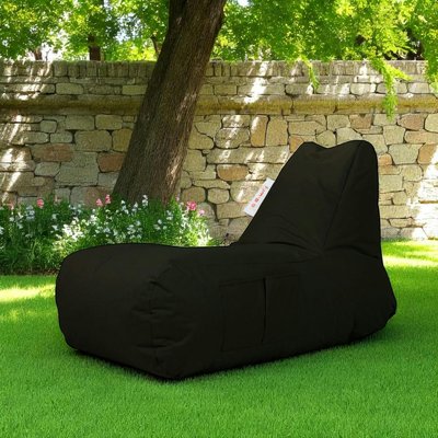 Grand pouf extérieur imperméable noir - avec poches ARTA PIER IMPORT