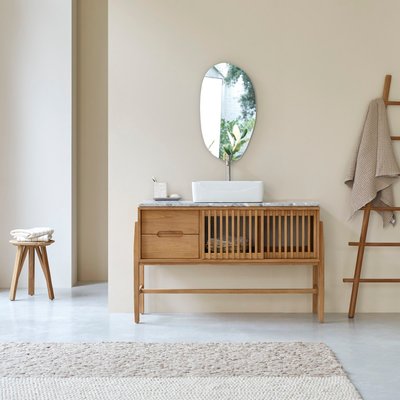 Meuble salle de bain en teck massif et terrazzo premium 125 cm ISAURE TIKAMOON