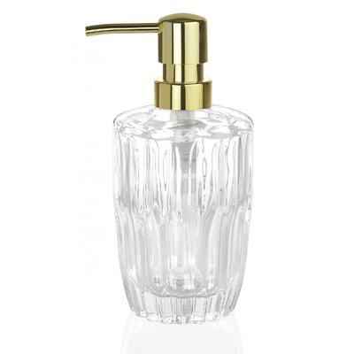 Distributeur de Savon en Verre Taillé Motifs Géométriques et PP Doré WADIGA
