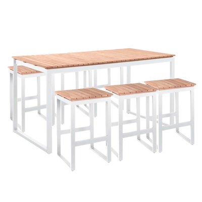 Ensemble de jardin table et 6 tabourets Pisa blanc GESCOVA