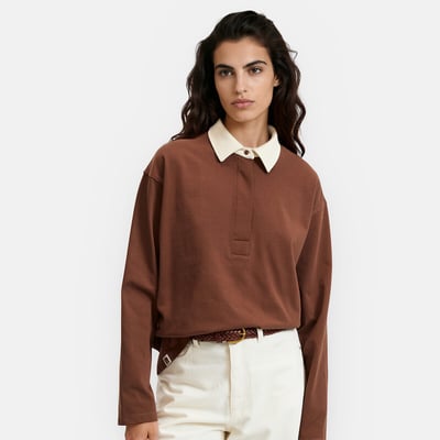 T-shirt collo polo, maniche lunghe LA REDOUTE COLLECTIONS