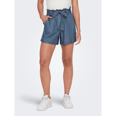 Pantaloncini Denim A Vita Alta Con Effetto Usato Nina Carter – Linea A, 5 Bottoni, Super Elastici, Taglie XS-XL