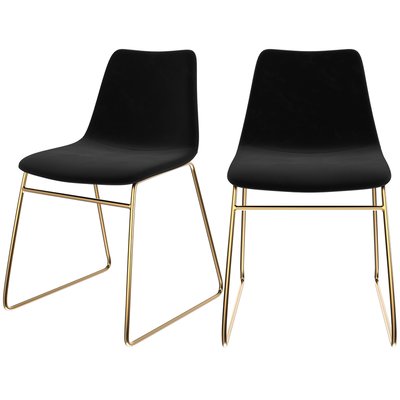Lot de 2 chaises en velours et pieds en métal - GASPARD RENDEZ-VOUS DÉCO