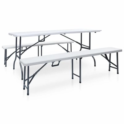 Table pliable de jardin avec 2 bancs HOME MAISON