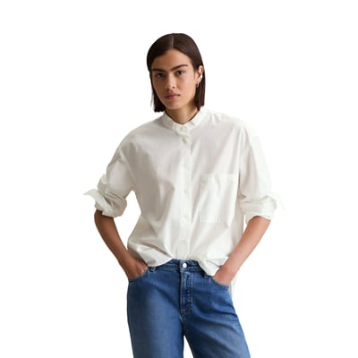Blouse à col montant relaxed en popeline douce MARC O’POLO DENIM