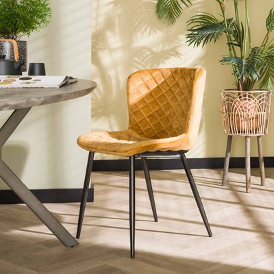 Chaise en velours piqué moutarde (lot de 2) MELBOURNE PIER IMPORT