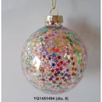 Boule de Noël en verre multicolore à l'intérieur D. 80 mm FEERIC LIGHTS & CHRISTMAS
