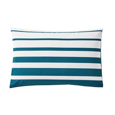 Taie D'oreiller Percale Grand Large , Bleu Paon BLANC DES VOSGES