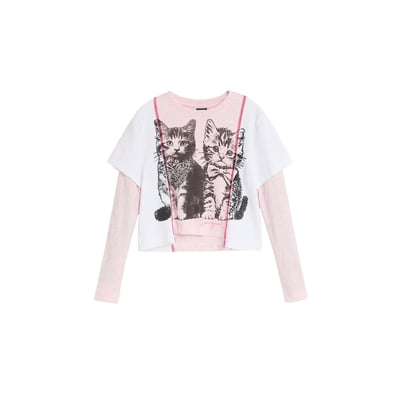 T-shirt combiné chats DESIGUAL