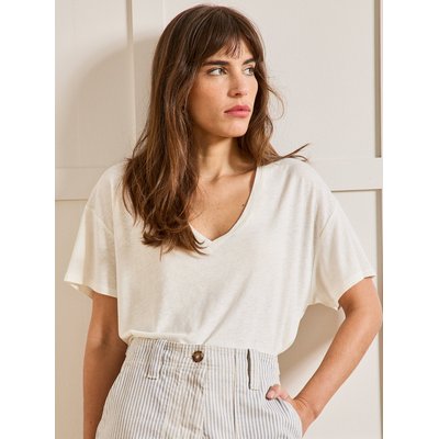 T-shirt col V lin et viscose CYRILLUS