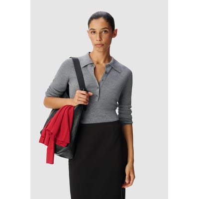 Pull tricot côtelé col polo boutonné IKKS