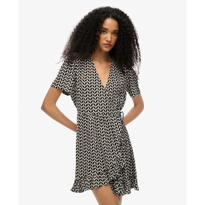 Robe portefeuille courte imprimée à manches courtes SUPERDRY