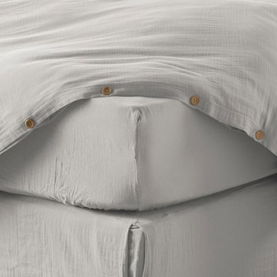 Drap housse en double gaze de coton avec bonnet 30cm Terra EDEN