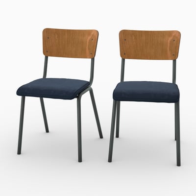 Lot de 2 chaises en bois et velours - NICO MAISON PAVANE