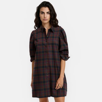 Korte geruite jurk met sjaal LA REDOUTE COLLECTIONS