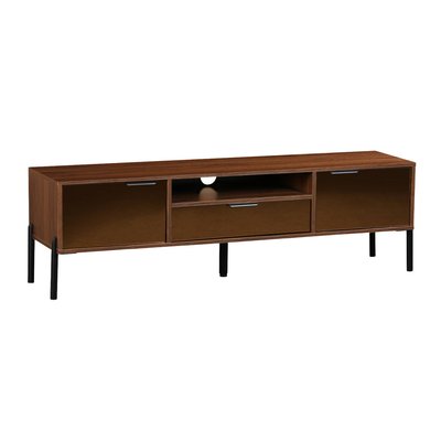 Meuble TV vintage effet bois de noyer 2 portes 1 tiroir 151,5cm GLASSY SWEEEK