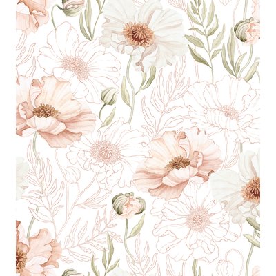 Papier peint enfant motif coquelicots POPPIES LILIPINSO