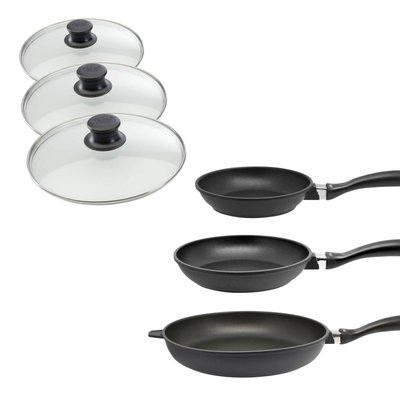 Set 3 poêles à frire et 3 couvercles ALUCAST ELO