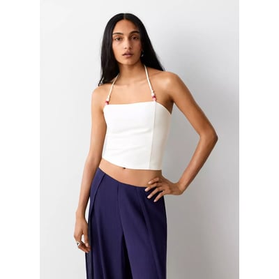 Top halter avec perles MANGO TEEN