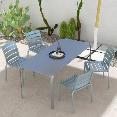 Lot de 4 chaises de jardin empilables avec assise et dossier à lattes OUTSUNNY