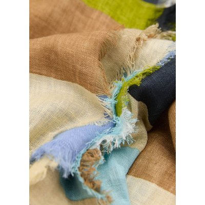 Foulard en mélange de lin à rayures MANGO