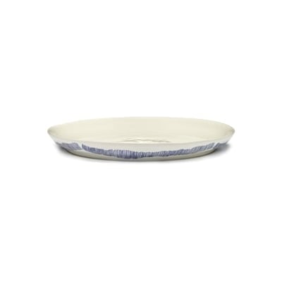 Plateau Feast Par Ottolenghi Tourbillons Grès Blanc/bleu Ø34 Cm SERAX