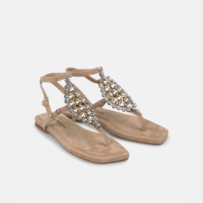 Sandales plates avec ornements de strass sur le cou-de-pied et fermeture à boucle ALMA EN PENA