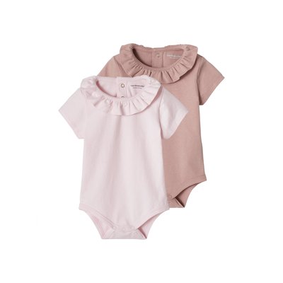 Lot de 2 bodies col fantaisie manches courtes VERTBAUDET