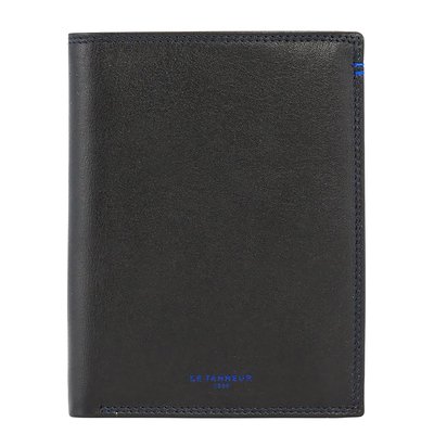 Portefeuille vertical zippé 2 volets grand en cuir lisse MARTIN LE TANNEUR