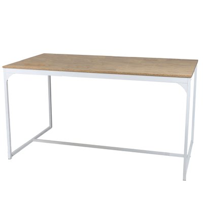 Table salle à manger en bois et métal blanc style industriel 150x80x75cm WADIGA