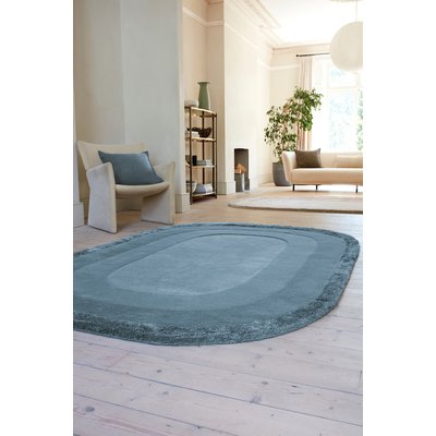 Tonal Border Oval Shaped Rug SO'HOME