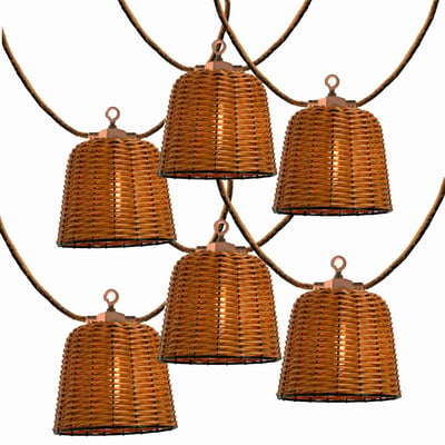 Lot de 2 guirlandes lumineuses solaires et sur secteur raccordables 20 abat-jour style bohème LED blanc chaud 2x FORMENTERA BIG HYBRID 13m LUMISKY