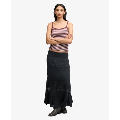 Jupe longue Ibiza ajourée ceinture smokée SUPERDRY