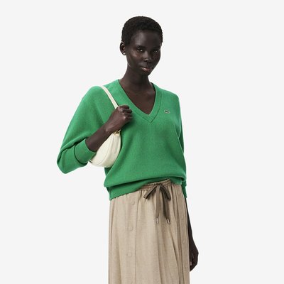 Pullover, V-Ausschnitt, Wolle, uni LACOSTE