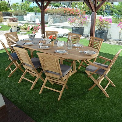 Salon de jardin teck massif Kediri, 8 places TECK ATTITUDE