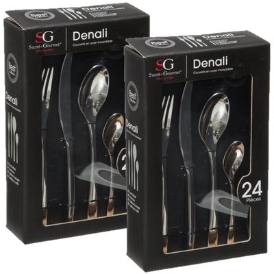 Lot de 2 Ménagères Denali en Acier Inoxydable - 48 Couverts TOILINUX