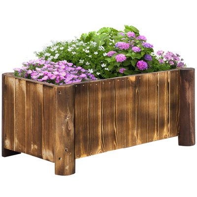 Jardinière sur pied style rural chic bois carbonisé OUTSUNNY