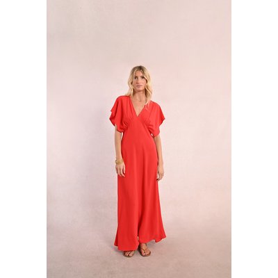 Robe longue manches courtes col plongeant MOLLY BRACKEN