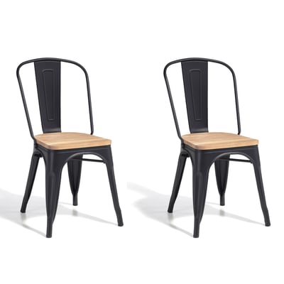 Lot de 2 chaises en métal et BOIS, MEET HISPANOHOGAR