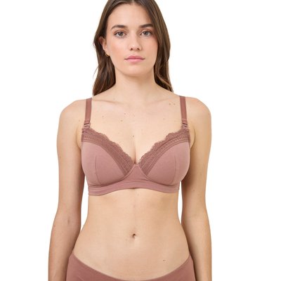 Lot de 2 soutiens-gorge grossesse et allaitement rembourré coton bio et dentelle VERTBAUDET