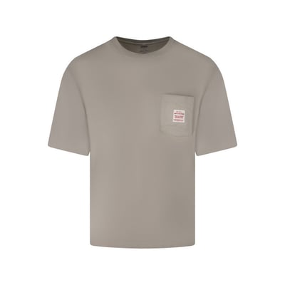 T-shirt en coton taupe uni avec une coupe droite et un col rond LEVI'S