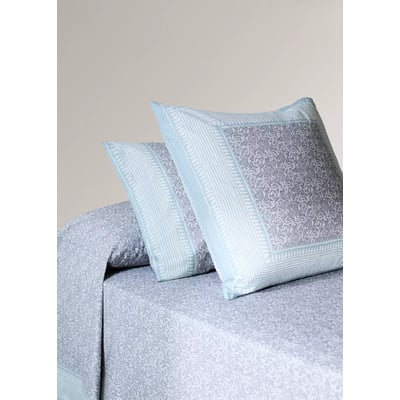 Deux taies d’oreiller en coton percale à fleur décorative avec bordure à rayures 60×60 cm MANGO HOME