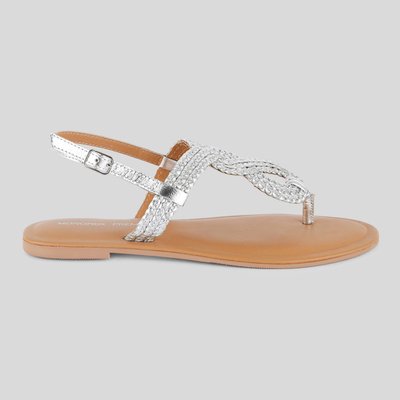 Sandales en cuir tressé, cuir responsable MONOPRIX