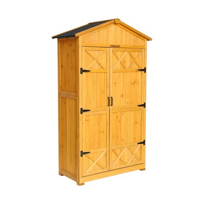 Abri de jardin bois de sapin 6 espaces de rangement 105cm ANCOLIE SWEEEK