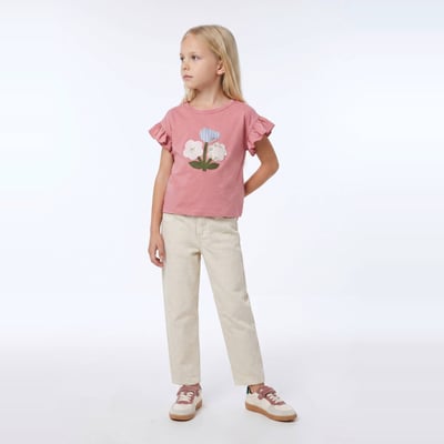 Pantalon large brodé en twill de coton MONOPRIX