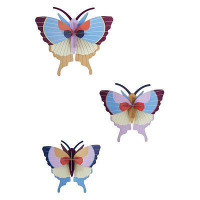 Papillons décoration  Plum Fringe Butterflies set de 3 STUDIO ROOF