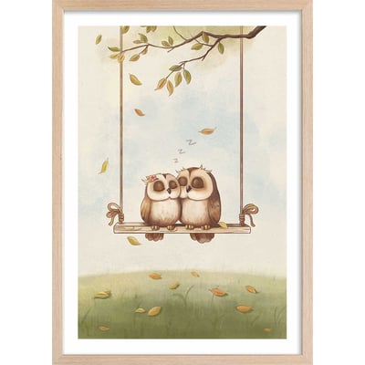Affiche enfant hiboux amoureux HEXOA