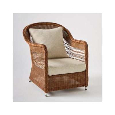 Fauteuil en résine BIARRITZ CHATAIGNE chenille gris KOK
